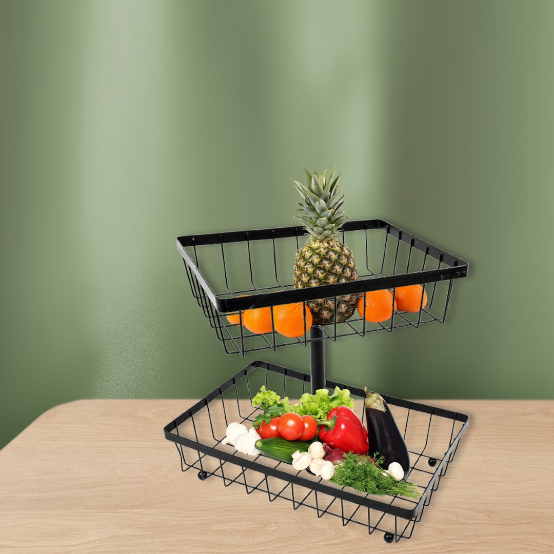 2 Tier Fruit Basket With Fruits and Vegetables.