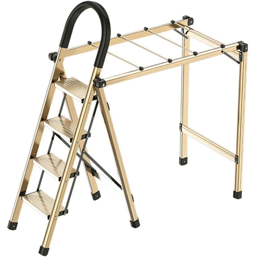 2 in 1 Ladder Cloth Drying Rack, Foldable Freestanding Step Ladder with Cloth Drying Hanger 2 in 1 Ladder Cloth Drying Rack, Foldable Freestanding Step Ladder with Cloth Drying Hanger