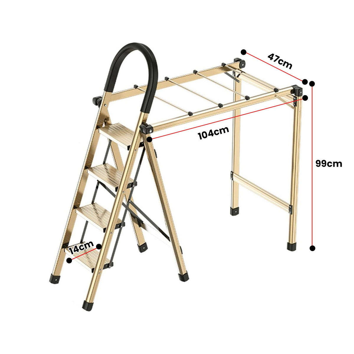 Size Of 2 in 1 Ladder Cloth Drying Rack.