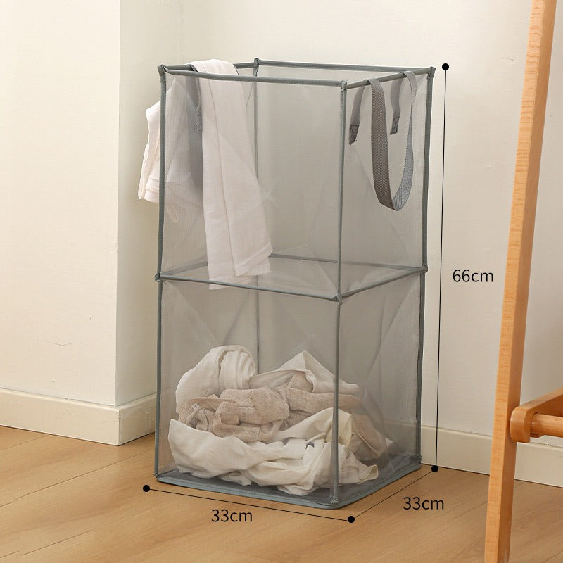 Foldable laundry basket filled with clothes