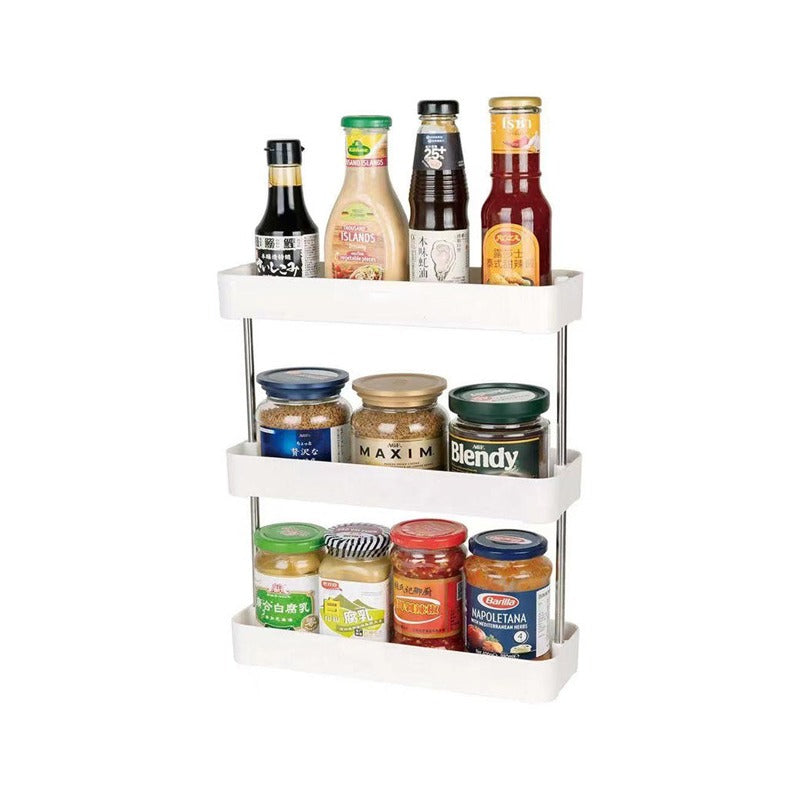 3-Layer Multifunctional Storage Rack Organized with Kitchen Spices.