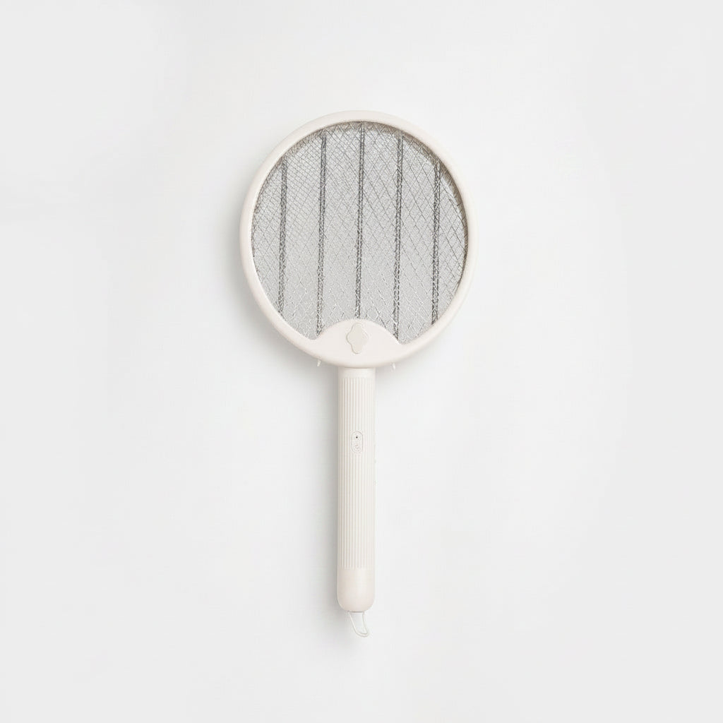 3-in-1 Folding Electric Mosquito Swatter Racket in the White Background.