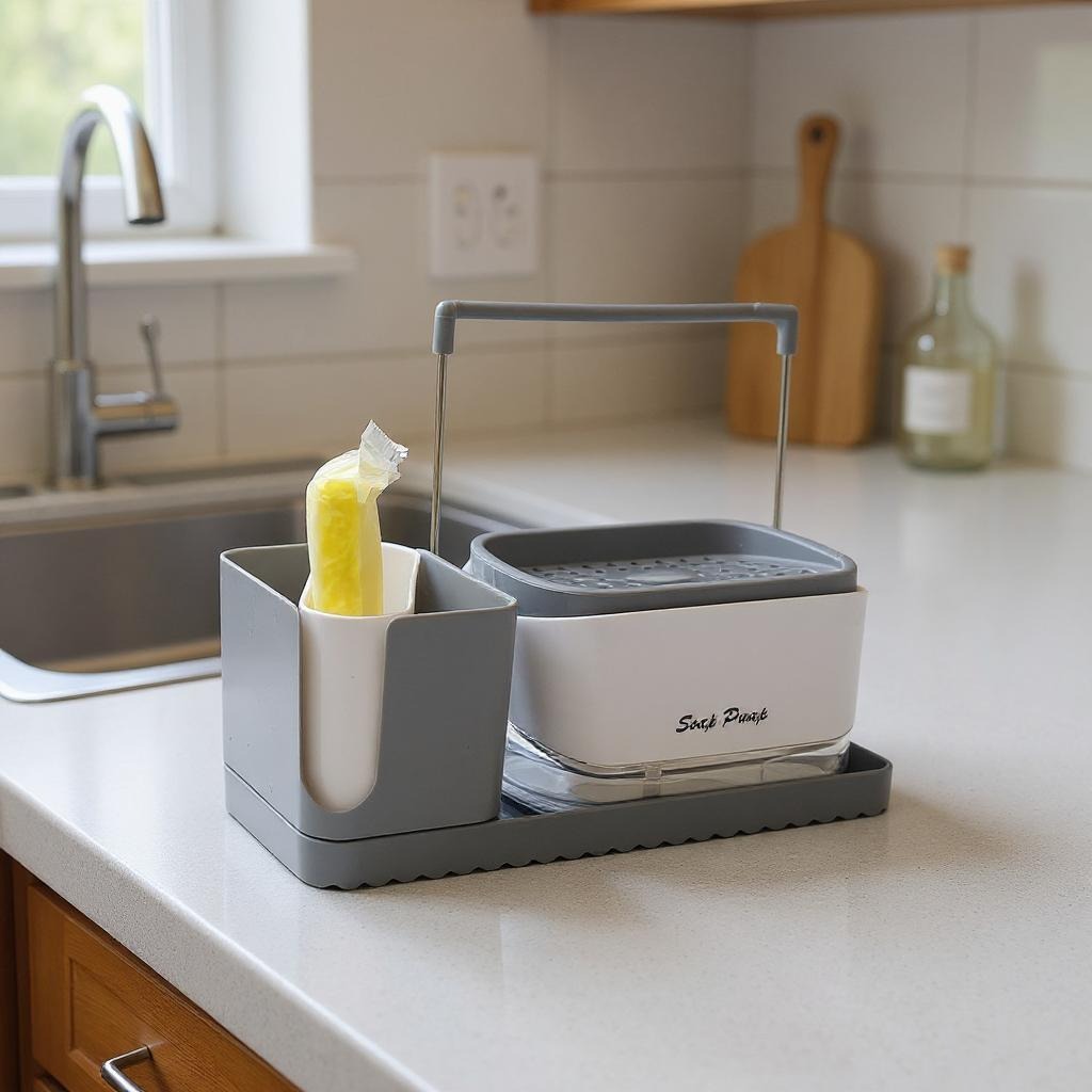 3-in-1 Soap Dispenser with Sponge Holder.