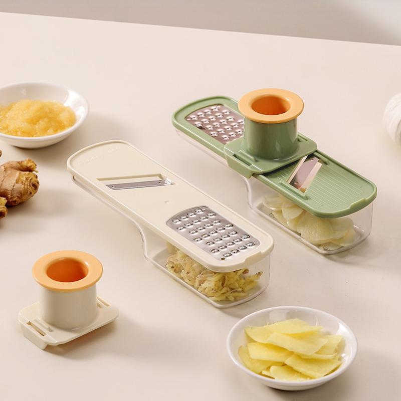 3-in-1 Triple Mini Slicers with Sliced and Grated Ginger.