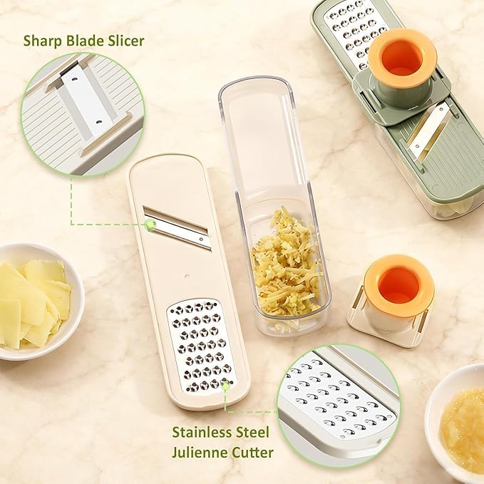 3-in-1 Triple Mini Slicers with Sliced and Grated Ginger.