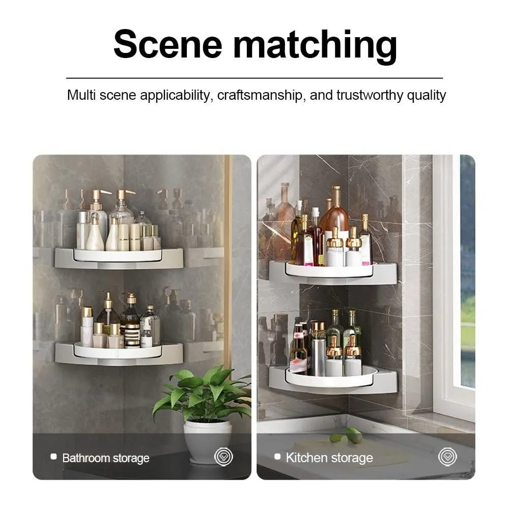 360° Rotatable Washroom and kitchen Corner Rack - Wall-Mounted Bathroo