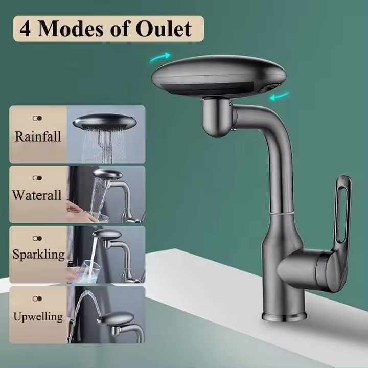4 Modes Of 360° Rotating Faucet.