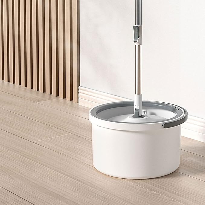 A 360° Spin Mop and Bucket Set placed on the floor