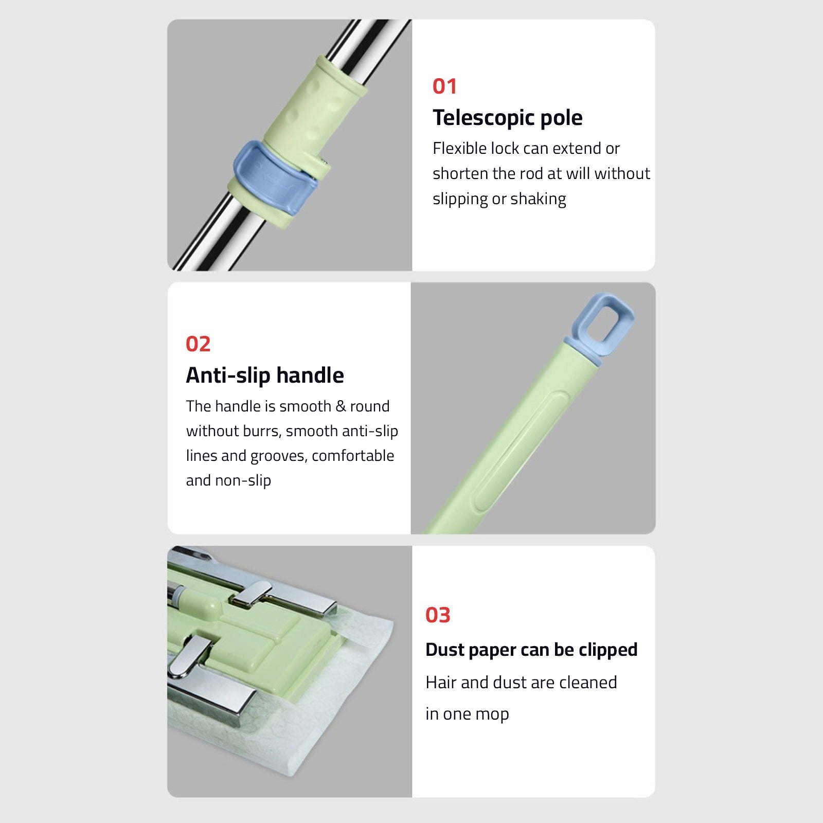 Parts Details Of 360° Telescopic Flat Mop.