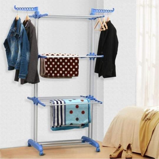 Dresses and Other Accessories are Folding 3 Layer Cloth Drying Rack Stand.