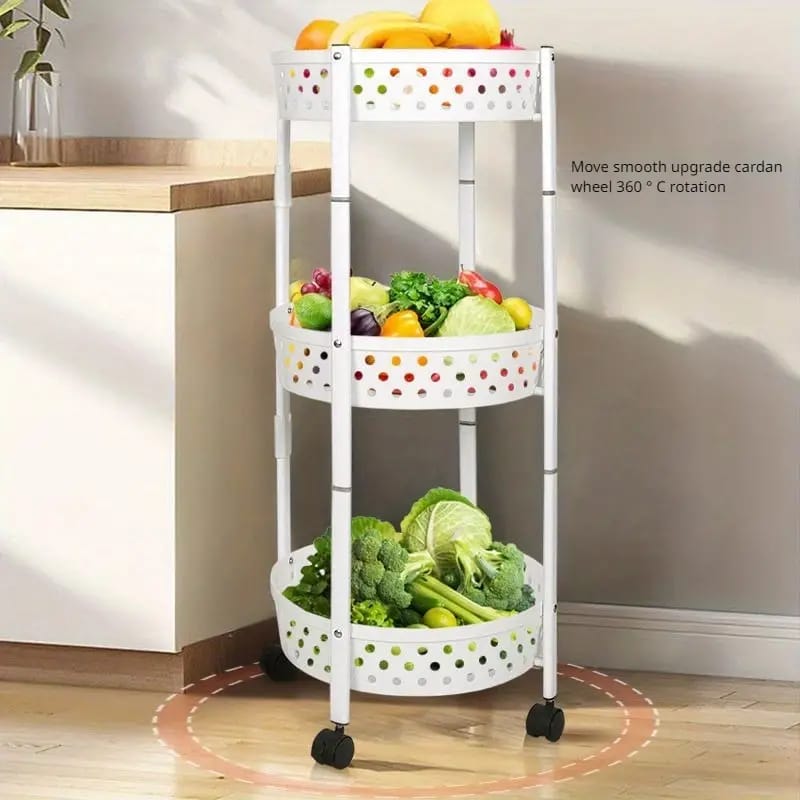 3 Layer Kitchen Trolley with Fruits and Vegetables.
