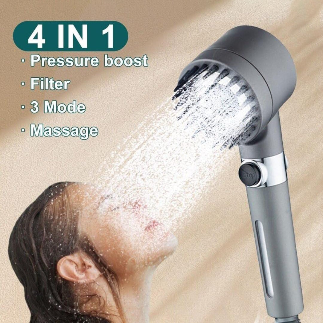 A Women Is Taking Shower Using 3 Modes High Pressure Shower Head.