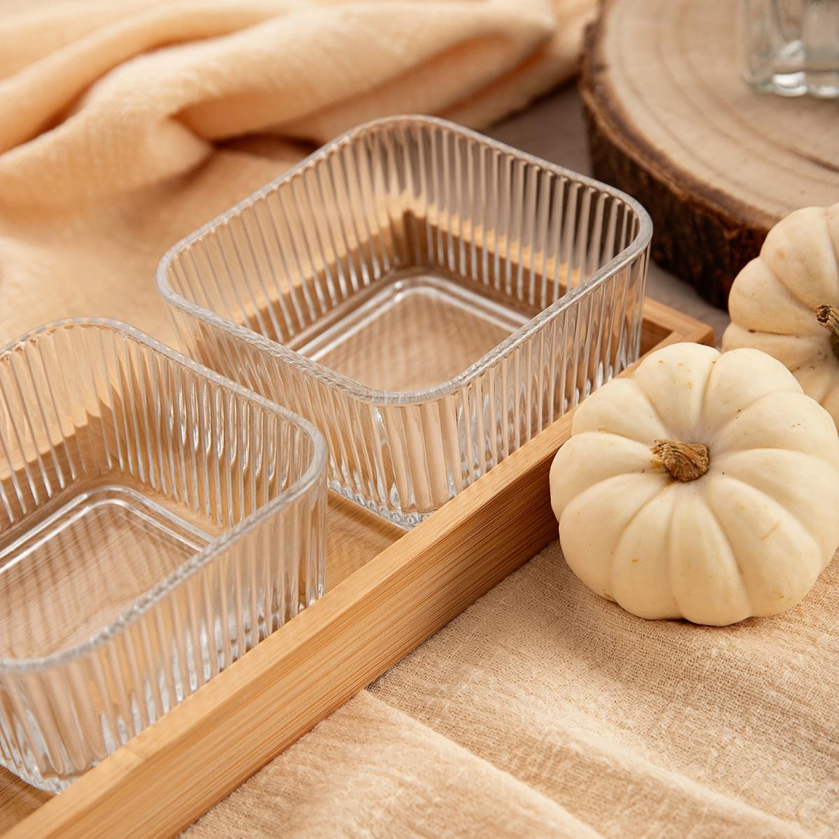 3 Pcs Glass Serving Bowls with Tray.