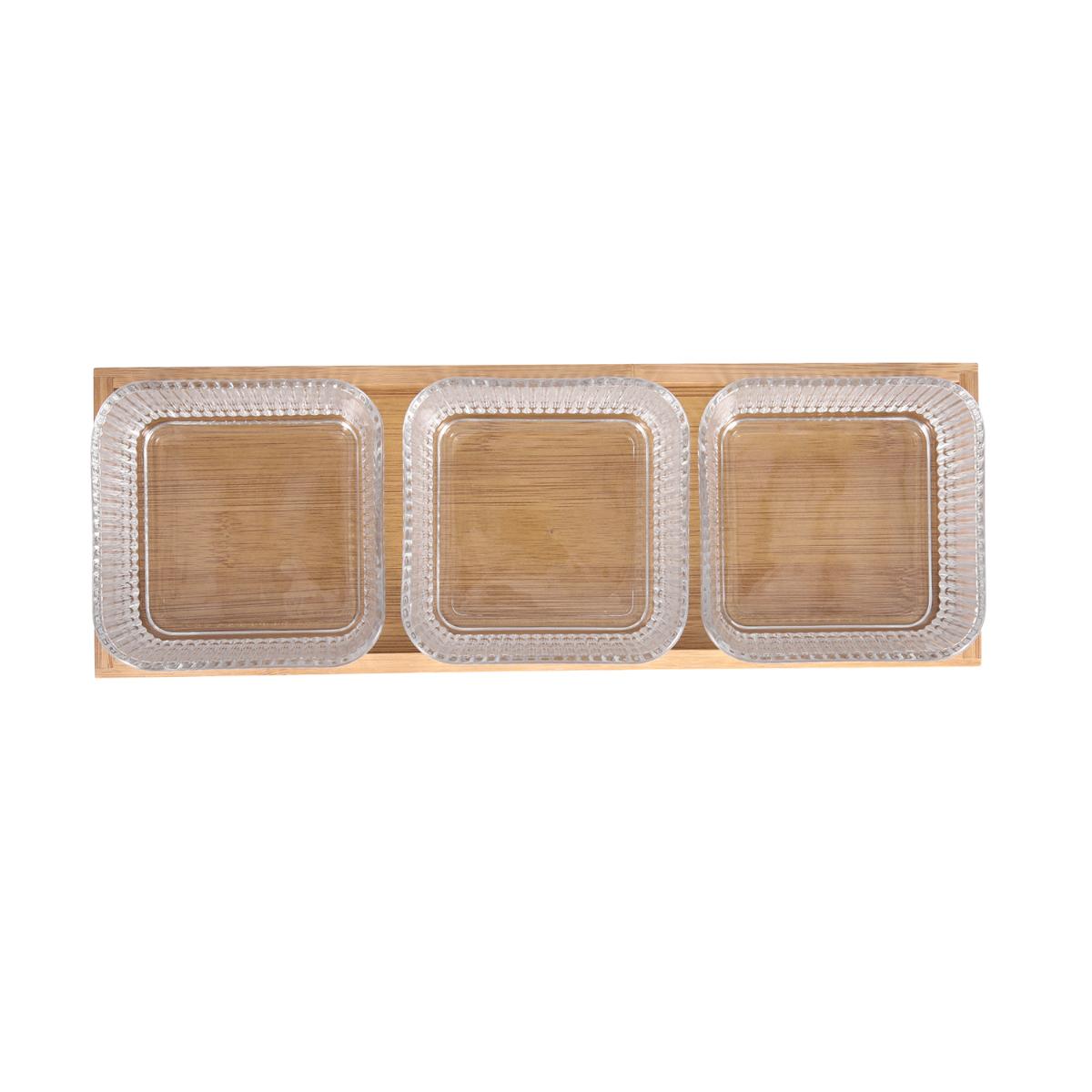 3 Pcs Glass Serving Bowls with Tray