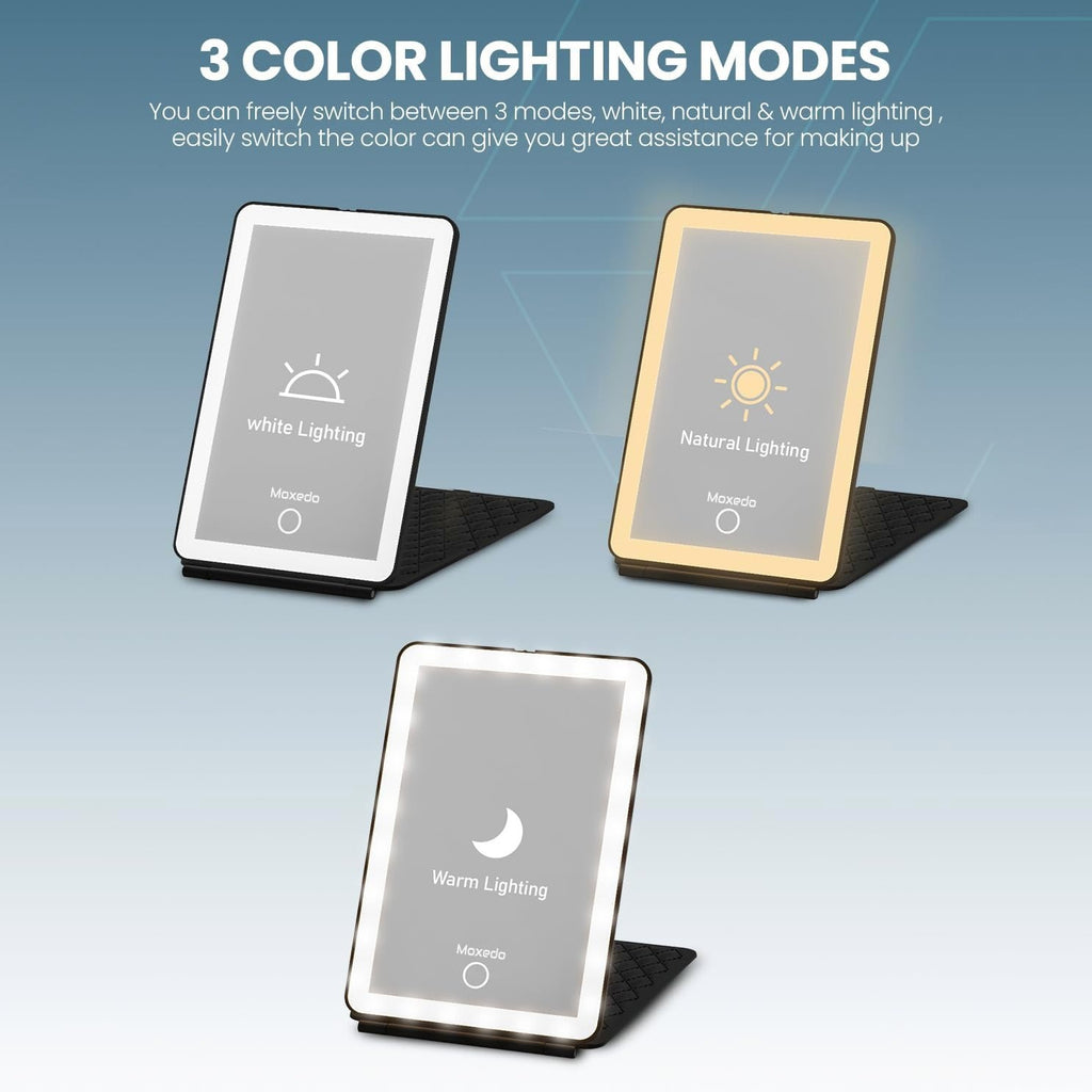 MOXEDO Vanity Makeup Mirror, 3 Lighting Modes and Stepless Dimming MOXEDO Vanity Makeup Mirror, 3 Lighting Modes and Stepless Dimming