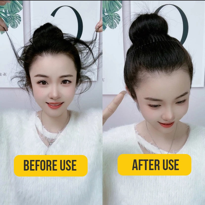 A woman gracefully styles her hair using a Curve Clip Hairpin