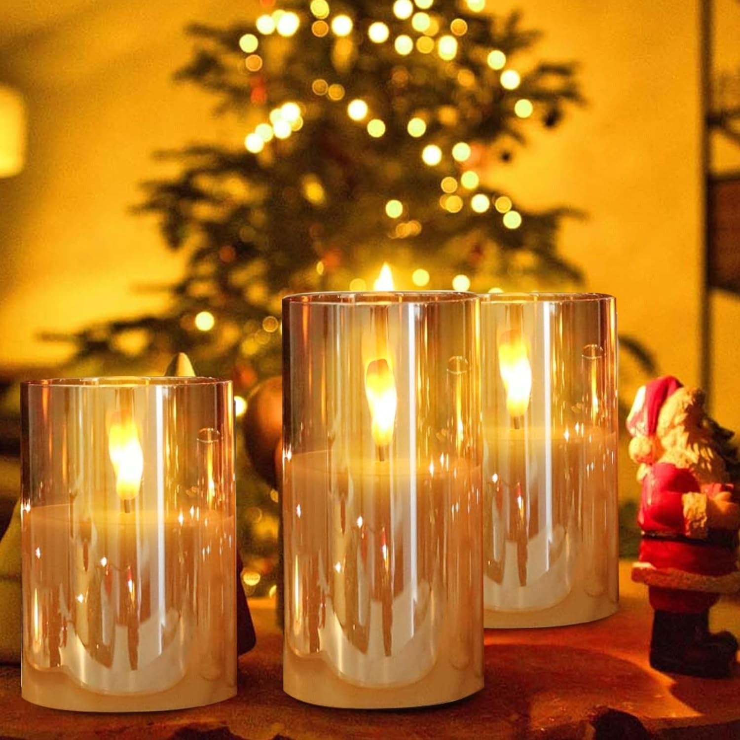 3pcs Flameless Candle with Remote setted up in home