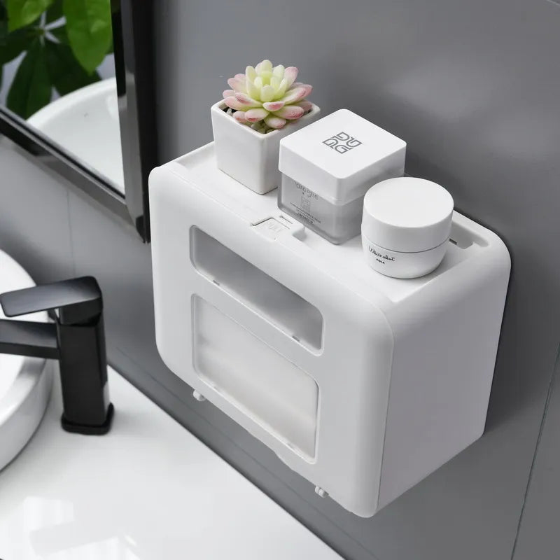 Wall Mounted Waterproof Double Layer Toilet Paper Dispenser