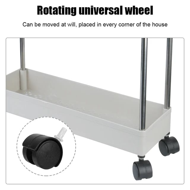 Wheel of 4-Tier Kitchen Shelf Trolley Rack