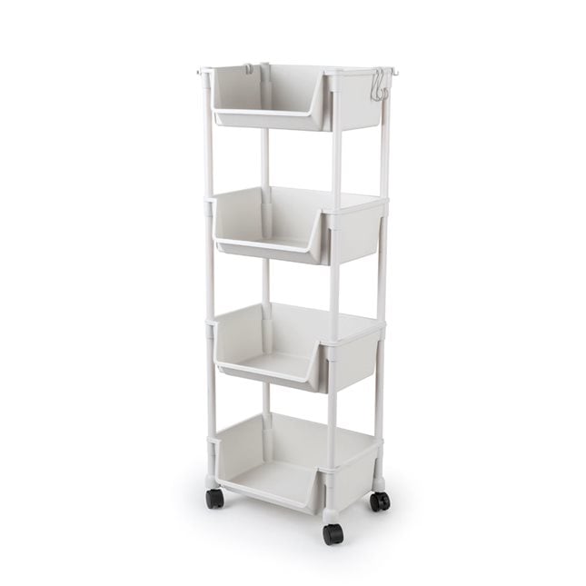4-Tier Rolling Storage Rack Organizer, Multi-Purpose Slim Kitchen & Bathroom Trolley with Wheels 4-Tier Rolling Storage Rack Organizer, Multi-Purpose Slim Kitchen & Bathroom Trolley with Wheels