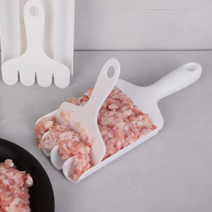 Some raw meats are placed on the 4-in-1 Kitchen Meatball Maker Tool