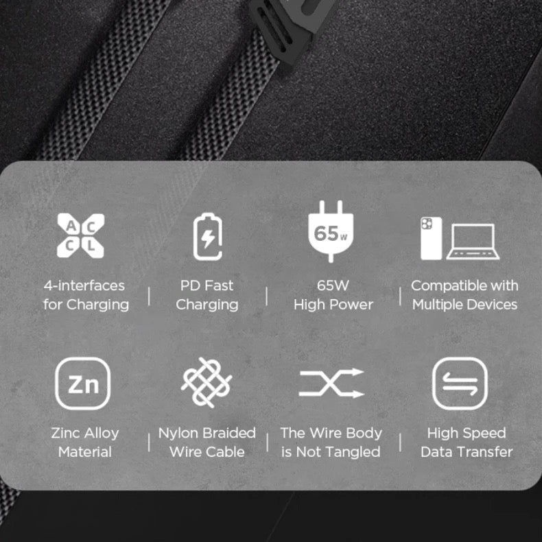 Convertible Fast Charging Cable, 4-in-1 Multipurpose USB Data Cable, USB C to Lightning Cable Convertible Fast Charging Cable, 4-in-1 Multipurpose USB Data Cable, USB C to Lightning Cable