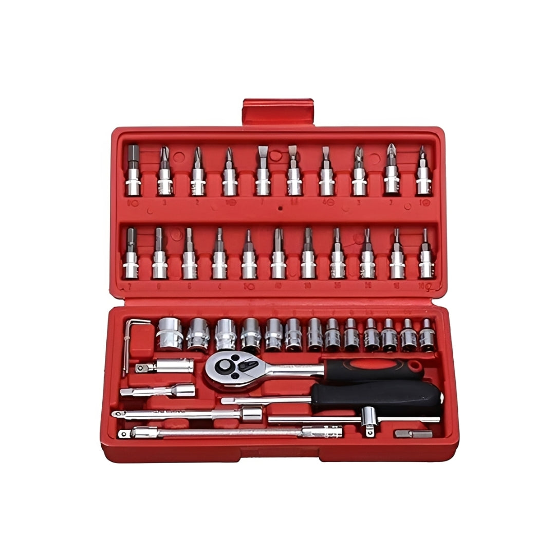 46 Pieces 1/4-Inch Drive Socket Ratchet Wrench Set