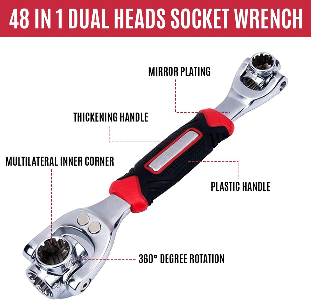 Multiple Tools Socket 48-in-1 Multi-Socket Wrench, Universal Hand Tool with 360° Rotating He