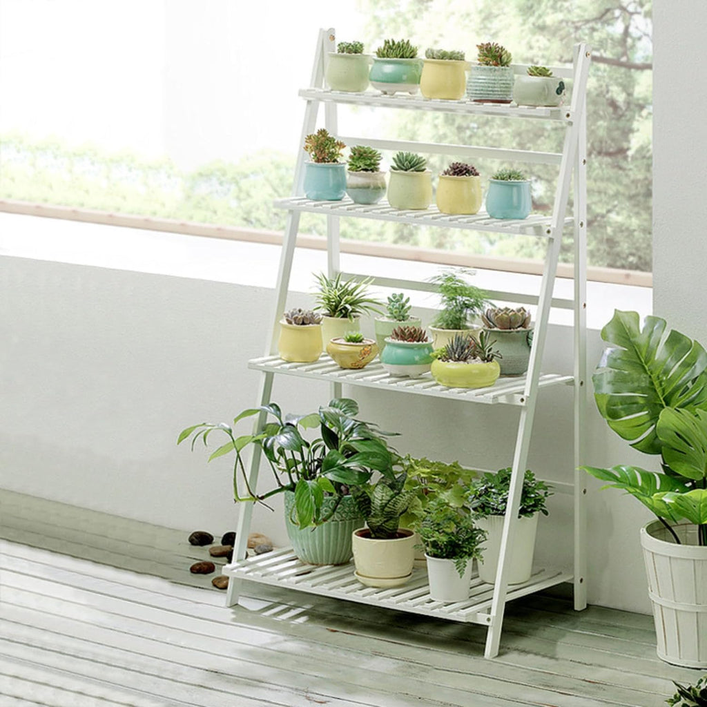 4 Layer Foldable Indoor Wooden Plant Stand, Display Ladder Plant Shelf 4 Layer Foldable Indoor Wooden Plant Stand, Display Ladder Plant Shelf