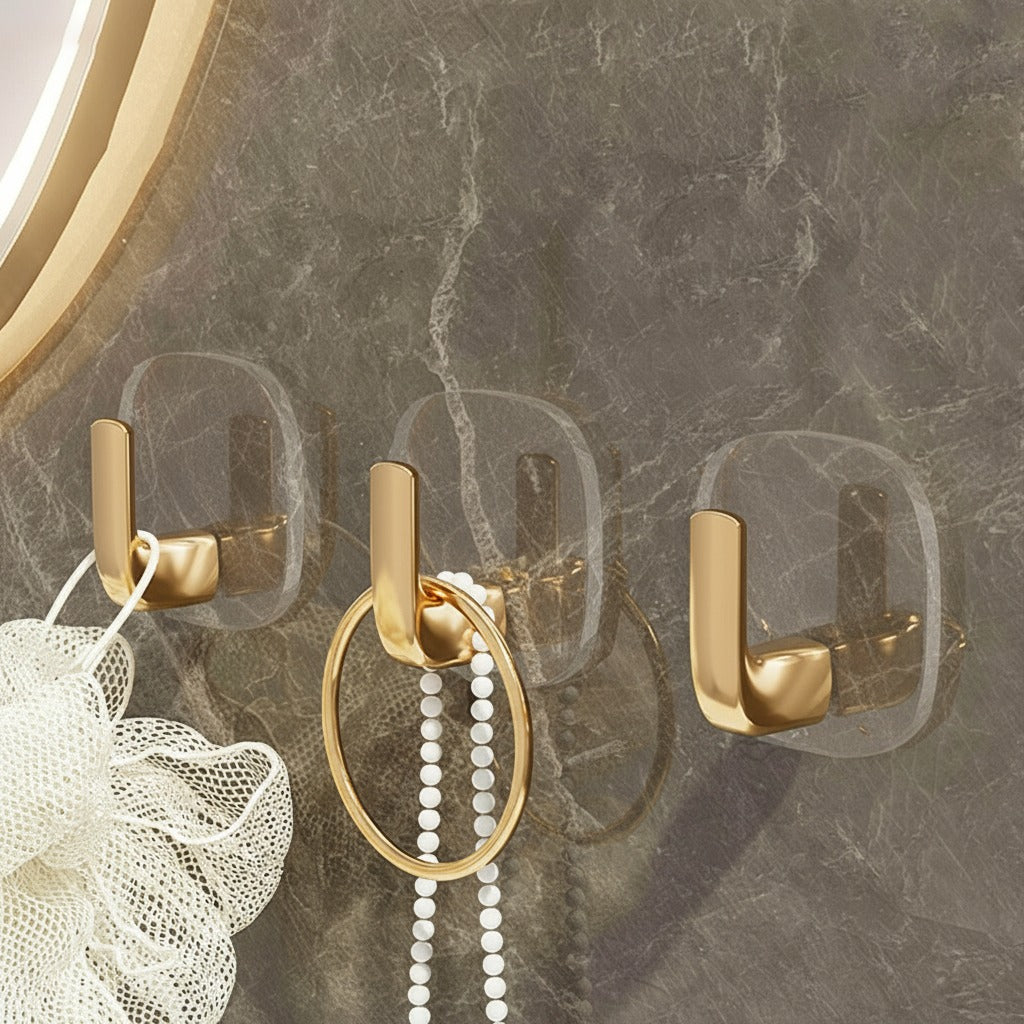 4 Pcs Wall Hook, Strong Self-Adhesive Hook 3kg Capacity for Home, Kitchen & Bathroom Storage