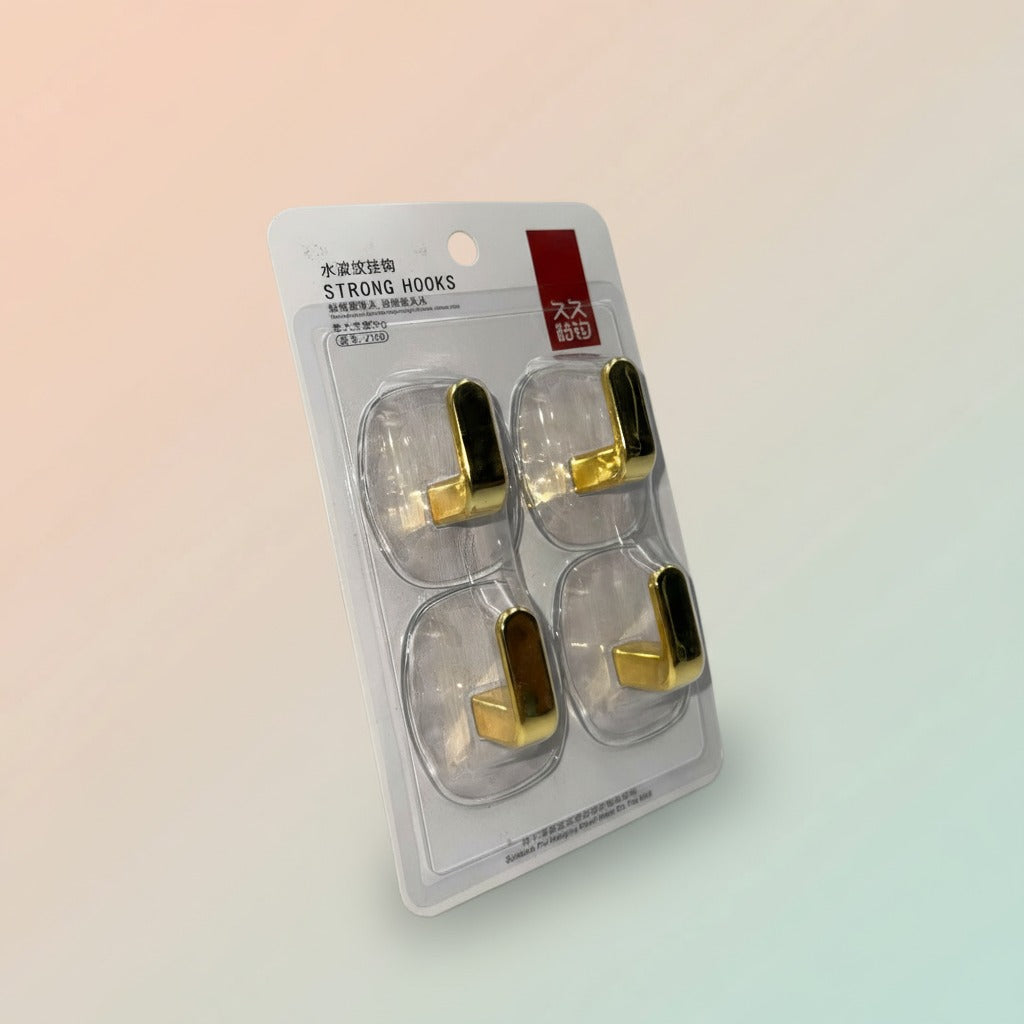 4 Pcs Wall Hook, Strong Self-Adhesive Hook 3kg Capacity for Home, Kitchen & Bathroom Storage