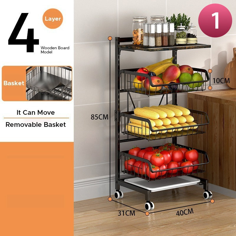 Adjustable Fruit Vegetable Basket Cart - Stackable Home Storage Rack for Kitchen
