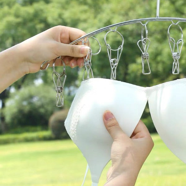 20 Clips Stainless Steel Clothes Drying Hanger,