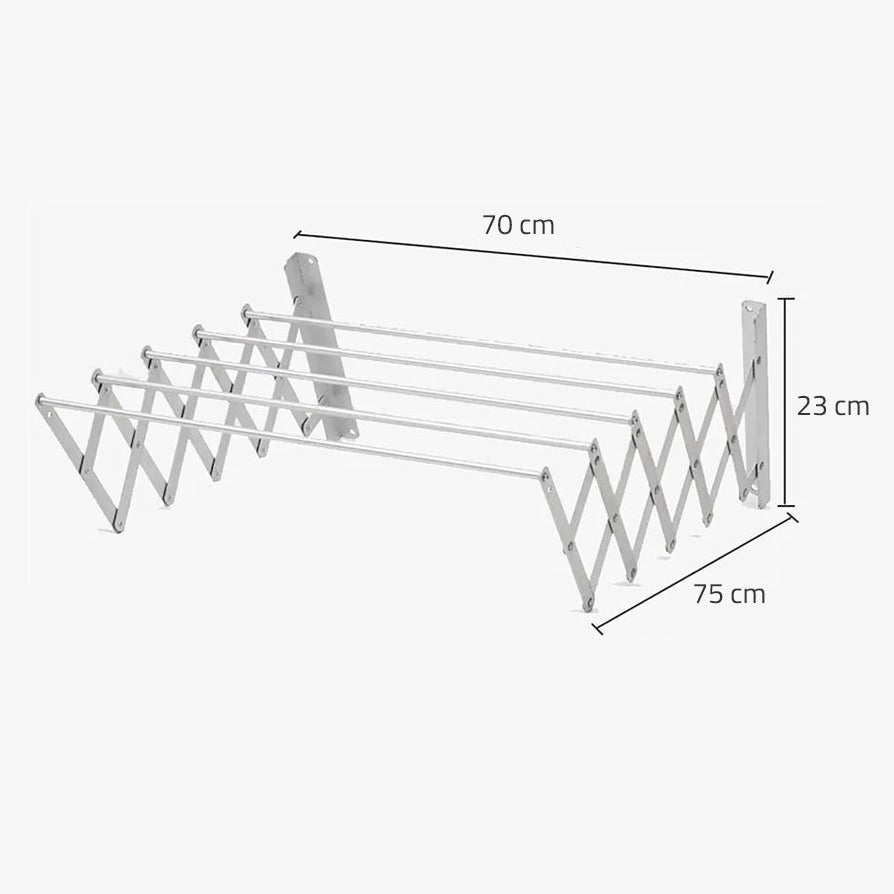 5-Bar Wall Mounted Extendable Clothes Hanger  with its size