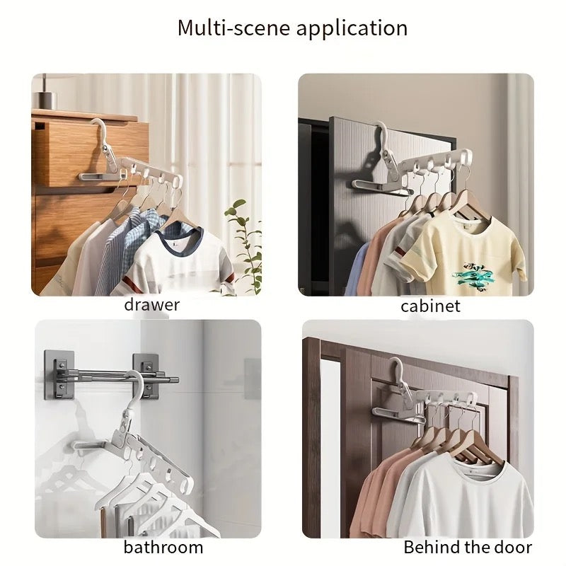 Portable Foldable Clothes Hanger placed in a different space