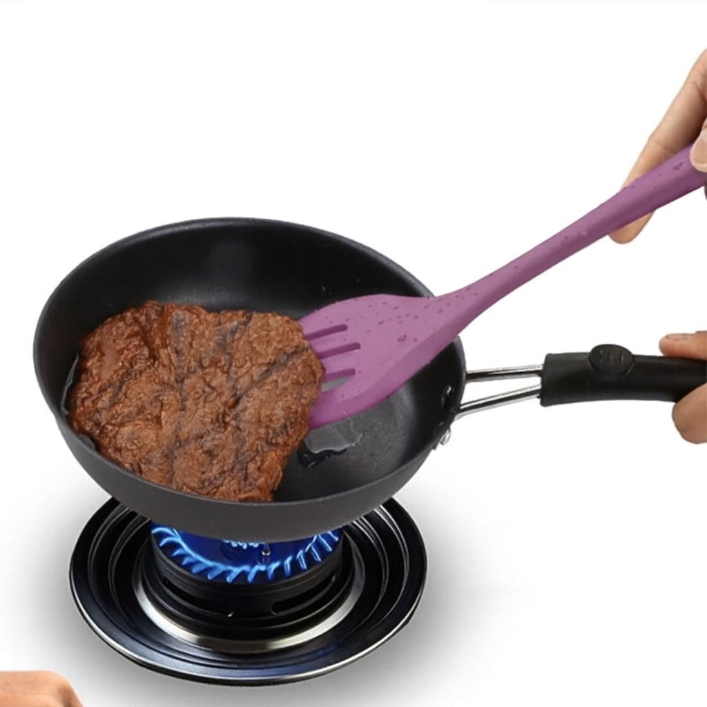 A Person is Cooking Food Using 5-Piece Silicone Baking Utensil Set.