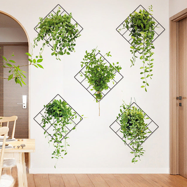 Artificial Plant Indoor Wall Art, Green Leaves Home Decor Showcase