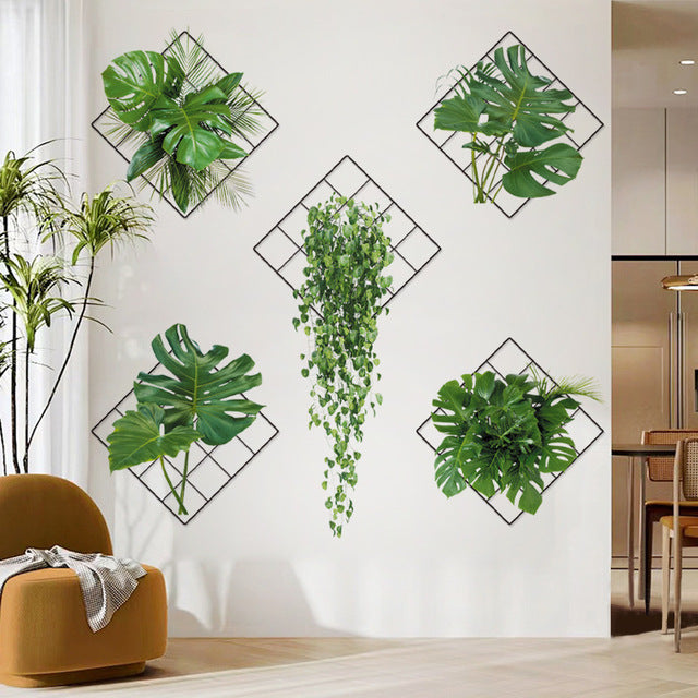 Artificial Plant Indoor Wall Art, Green Leaves Home Decor Display