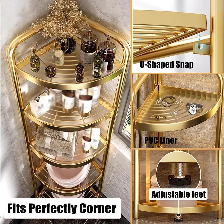 5-Tier Corner Storage Rack, Folding Shelf Stand For Bathroom, Kitchen,
