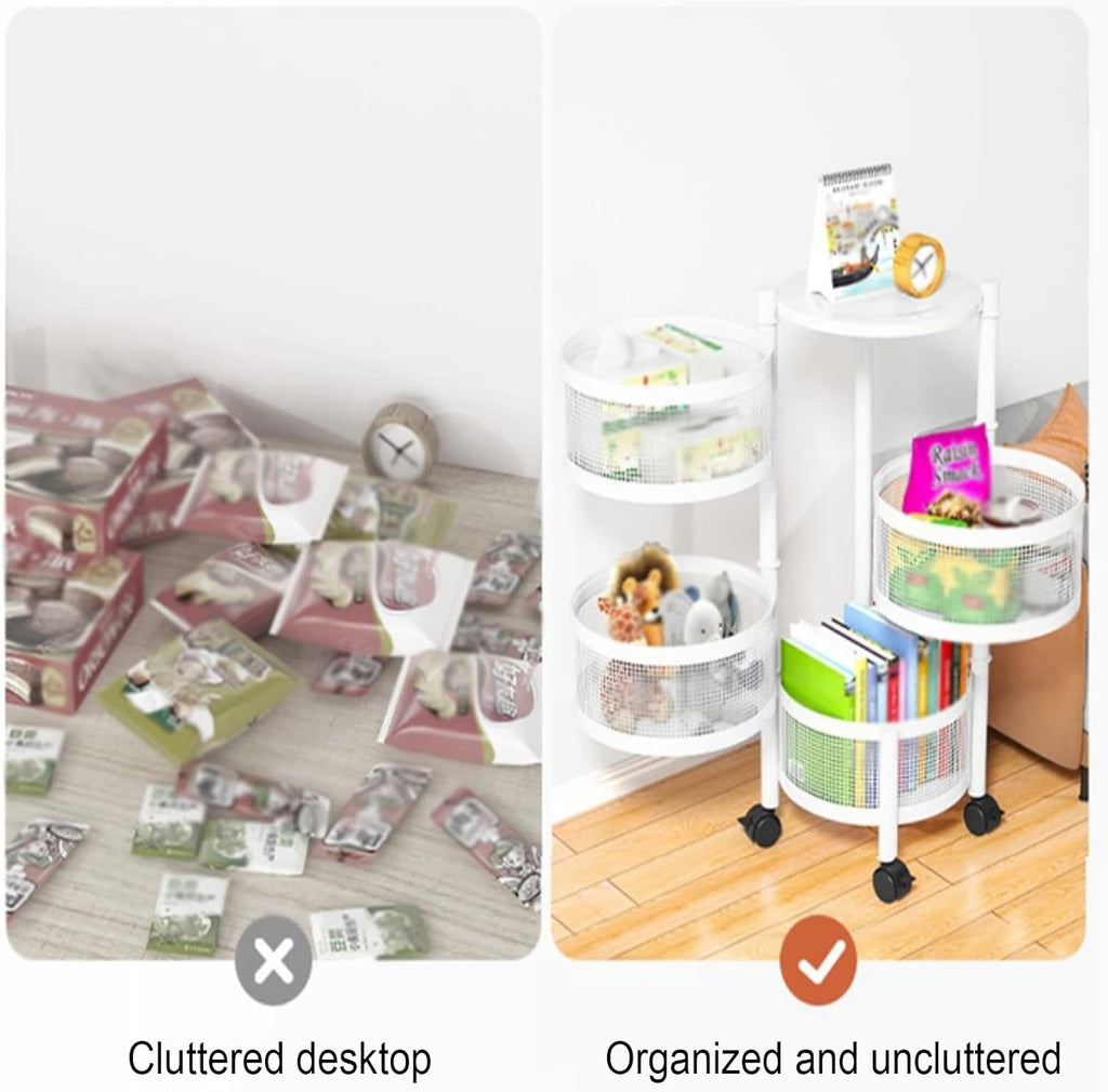 Multi- Layer Kitchen Storage Rotatable Rack, Round Basket Shelf Rack, Kitchen Fruit Vegetable Storage Organizer Cart with Wheels Multi- Layer Kitchen Storage Rotatable Rack, Round Basket Shelf Rack, Kitchen Fruit Vegetable Storage Organizer Cart with Wheels
