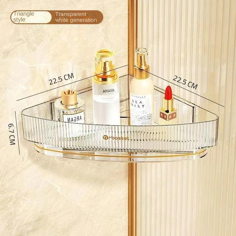 Wall-Mounted Bathroom Triangle Shelf - Free Punching Transparent Stora