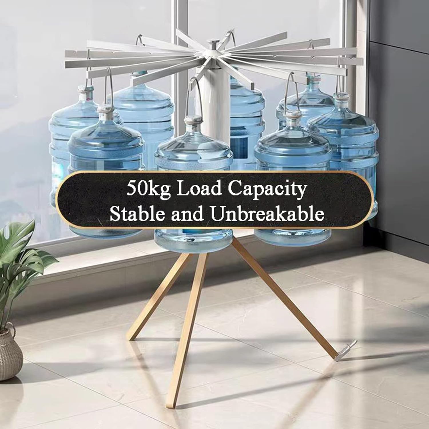 The Foldable Clothes Hanger Airer Umbrella is an installation-free laundry rail with 16 drying rods, boasting a 50 kg capacity for stability and durability