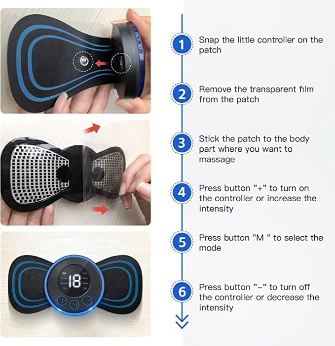 EMS Electric Neck Stretcher Massager, Muscle Pain Relief Pulse Cervical Massage Patch Acupuncture Muscle Stimulator
