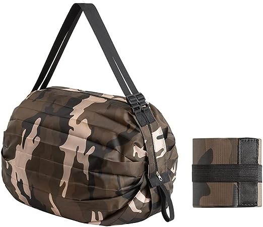 Reusable Foldable Shopping Bag in coffee camo color