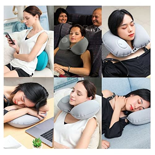 Collage showcasing the comfort of sleeping on the Inflatable U-Shape Travel Neck Pillow