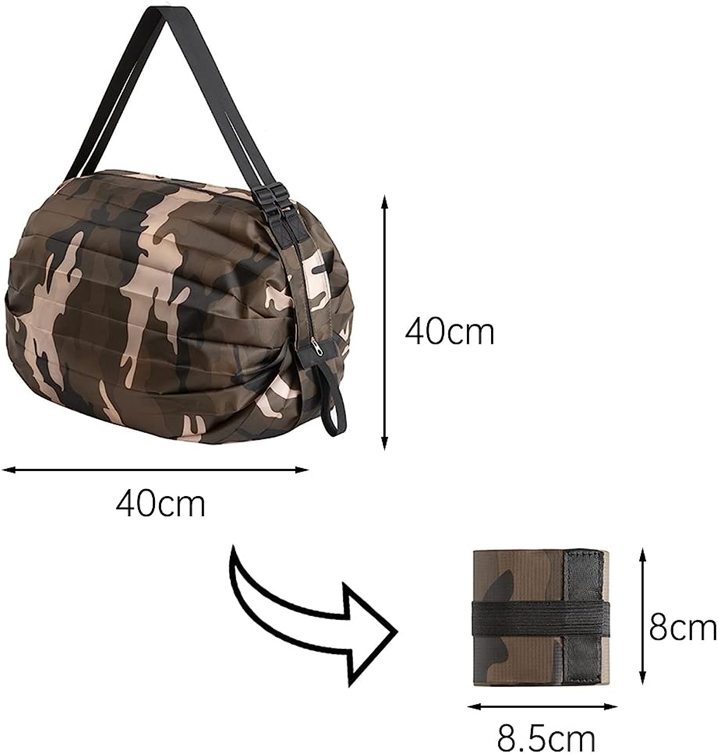 Reusable Foldable Shopping Bag with its size
