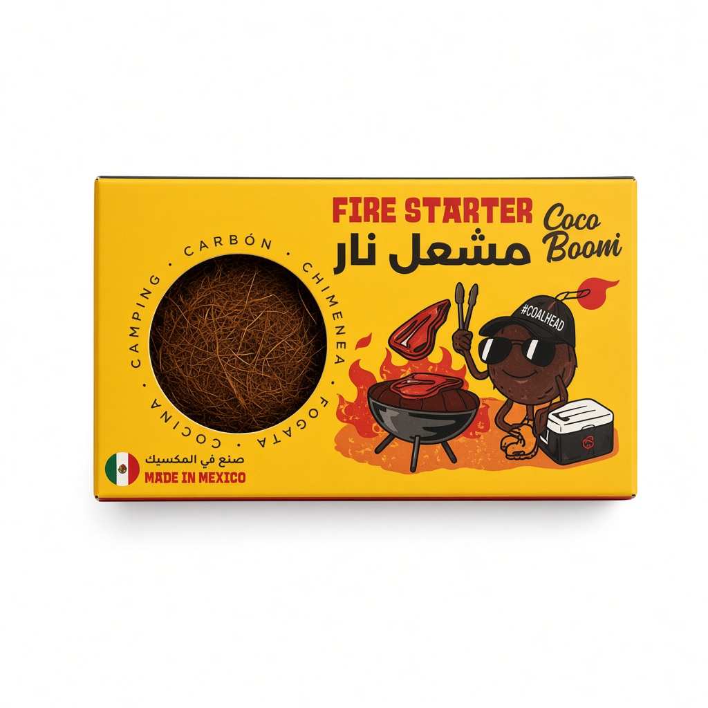 Coco Boom Coconut Shell Fire Starter – Natural Firelighter for BBQ, Camping & Fireplaces