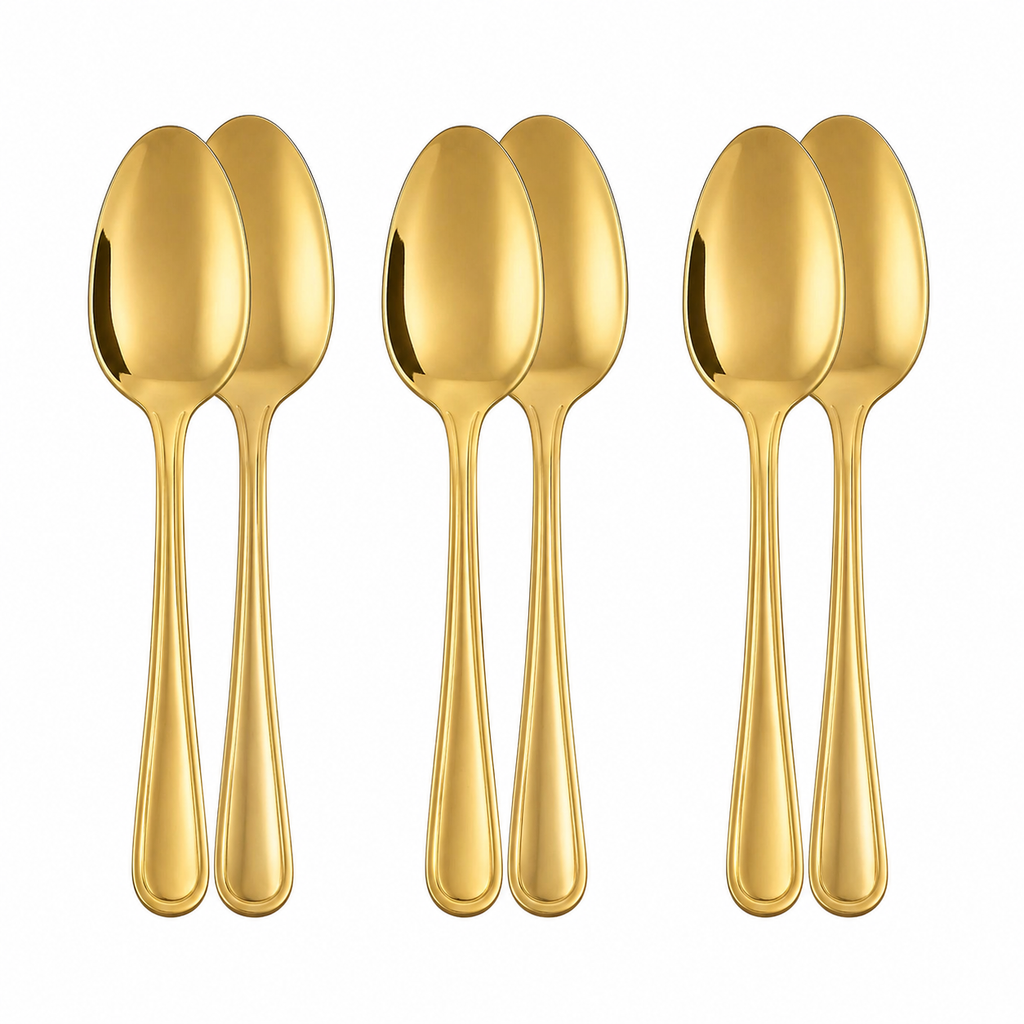 6-Piece Stainless Steel Spoon Set, Dining Tableware Dessert & Tea Spoons 6-Piece Stainless Steel Spoon Set, Dining Tableware Dessert & Tea Spoons