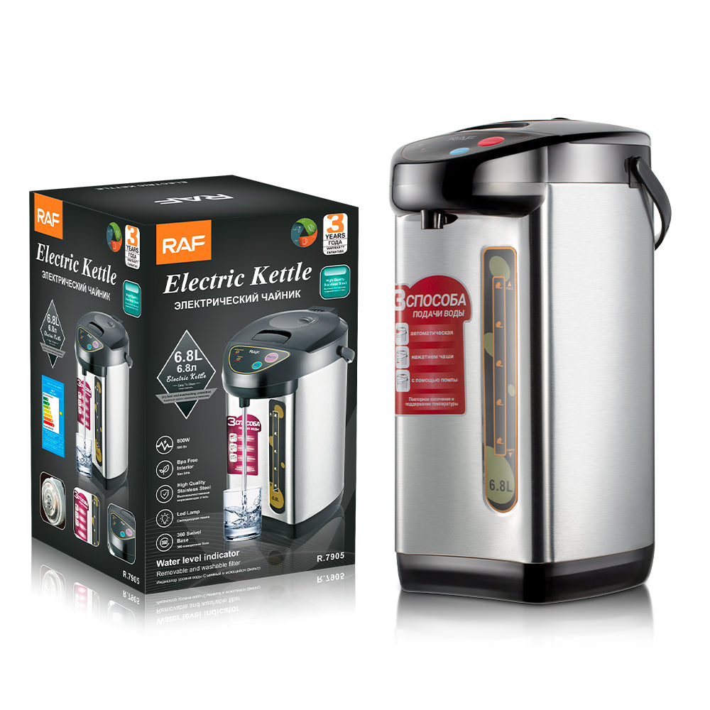 A 6.8L Stainless Steel Electric Kettle and its Pack.