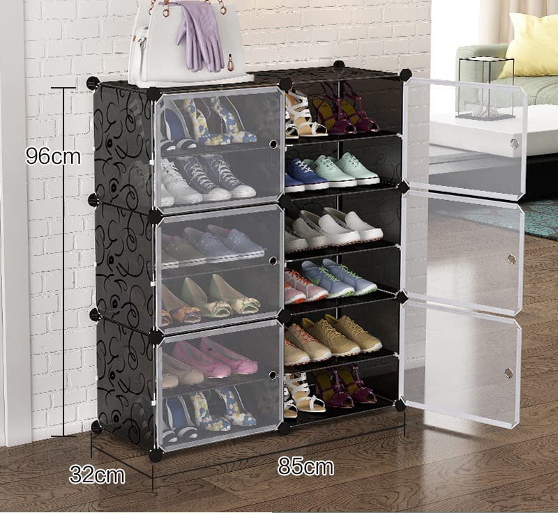 A 2 Column 6 Layers Cabinet Shoe Rack with shoes on it